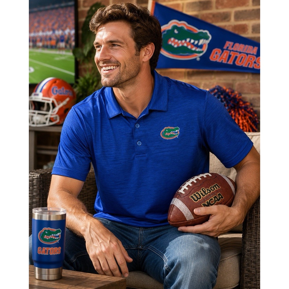 Fanatics Florida Gators Polo Mens L Blue Performance Golf Shirt NCAA Football